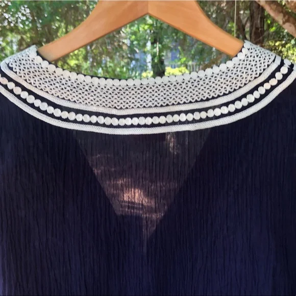 HP! TORY BURCH Aleksi navy and white embroidered tunic. Size 12. NWT! - Picture 14 of 16
